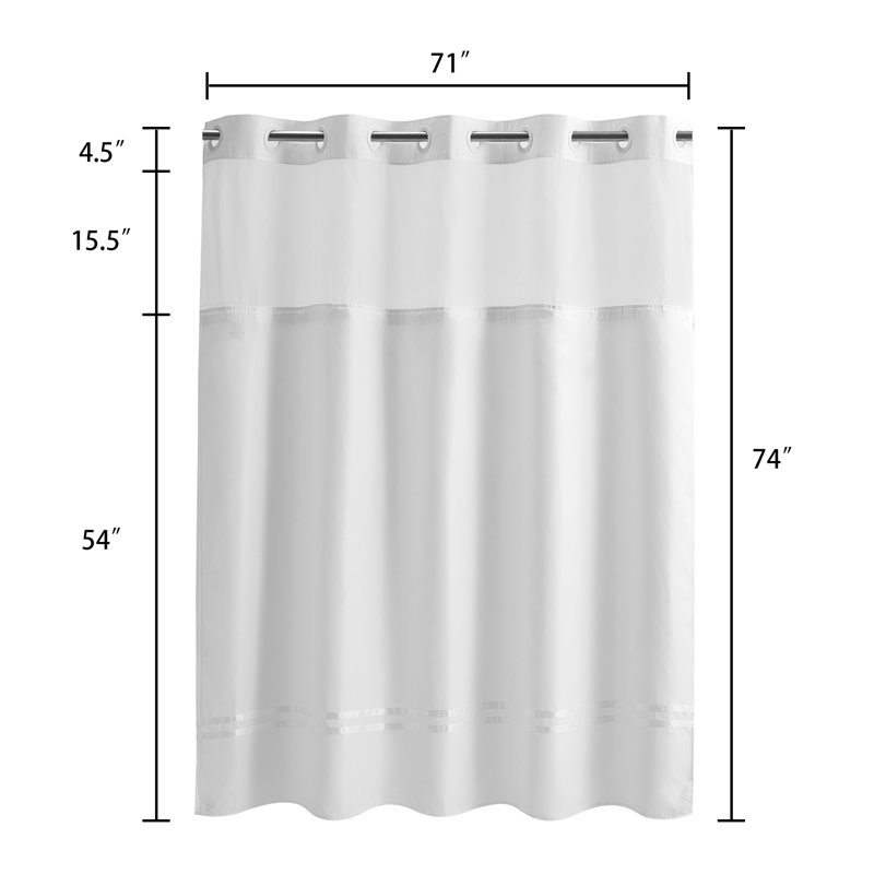 Ebern Designs Lurean Polyester Stripe Shower Curtain With SnapIn Liner